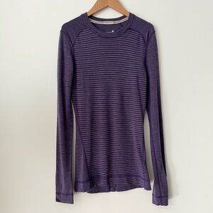 Smartwool Women's Striped Purple Top Base Layer Long Sleeve Size S 100% Merino